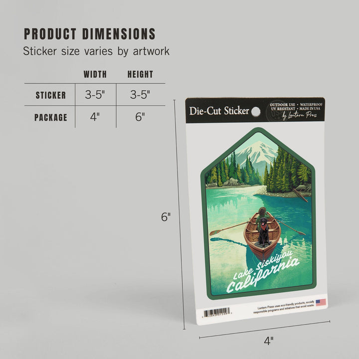 Lake Siskiyou, California, Quiet Explorer, Boating, Mountain, Contour, Vinyl Sticker Sticker Lantern Press 