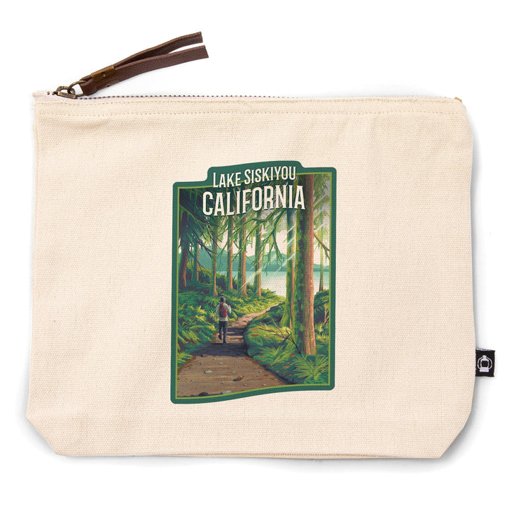 Lake Siskiyou, California, Walk In The Woods, Day Hike,, Organic Cotton Zipper Pouch, Go Bag Totes Lantern Press 