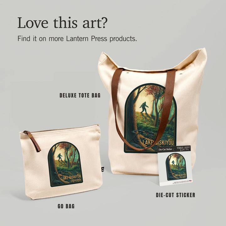 Lake Siskiyou, California, Wanderer, Bigfoot in Forest, Contour, Vinyl Sticker Sticker Lantern Press 