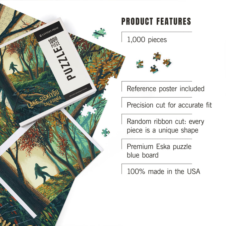 Lake Siskiyou, California, Wanderer, Bigfoot in Forest, Jigsaw Puzzle Puzzle Lantern Press 