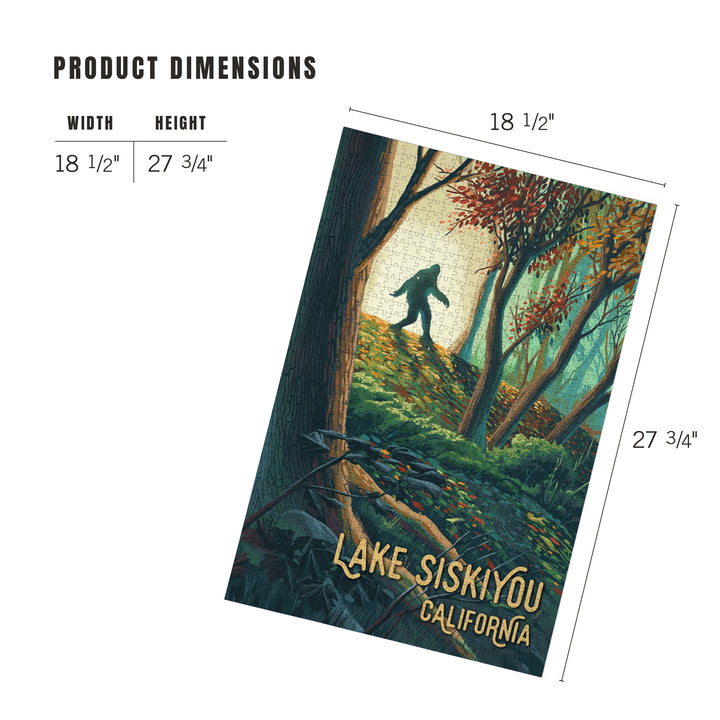 Lake Siskiyou, California, Wanderer, Bigfoot in Forest, Jigsaw Puzzle Puzzle Lantern Press 