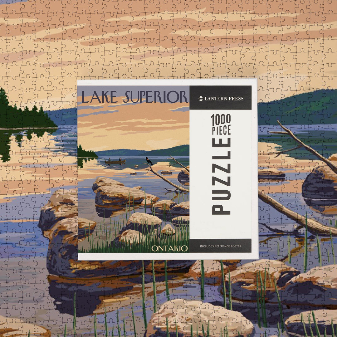 Lake Superior, Ontario, Canada, Lake Sunrise Scene, Jigsaw Puzzle Puzzle Lantern Press 