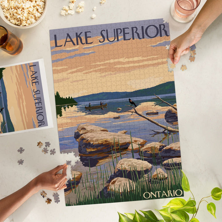 Lake Superior, Ontario, Canada, Lake Sunrise Scene, Jigsaw Puzzle Puzzle Lantern Press 