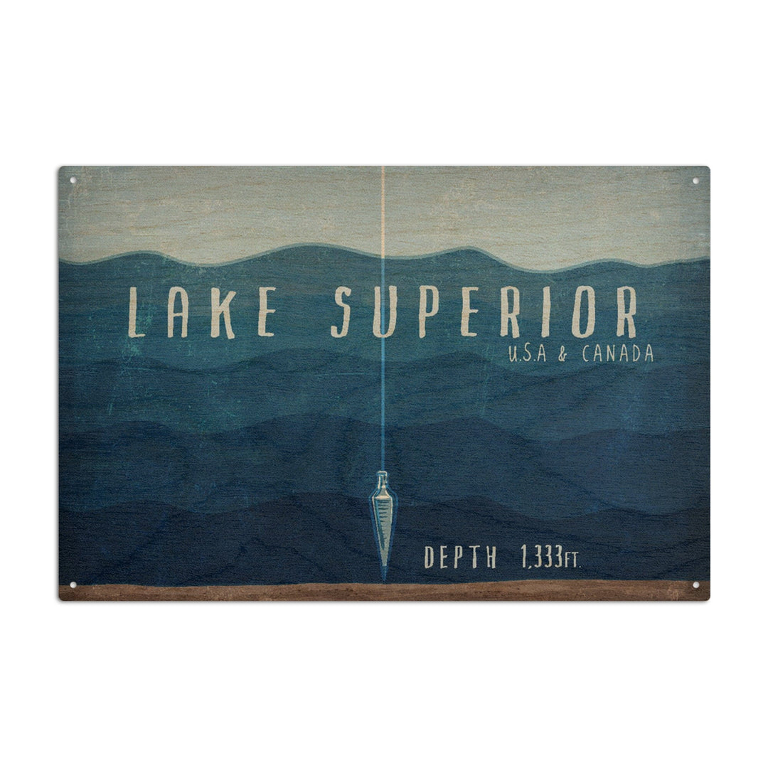 Lake Superior, Wisconsin, Lake Essentials, Lake Depth, Lantern Press Artwork, Wood Signs and Postcards Wood Lantern Press 10 x 15 Wood Sign 