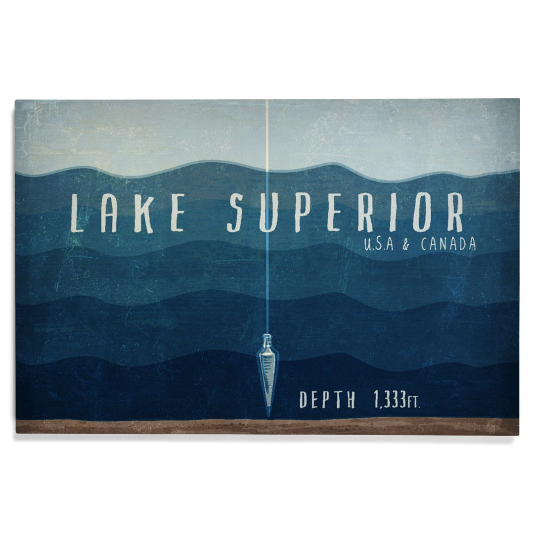 Lake Superior, Wisconsin, Lake Essentials, Lake Depth, Lantern Press Artwork, Wood Signs and Postcards Wood Lantern Press 