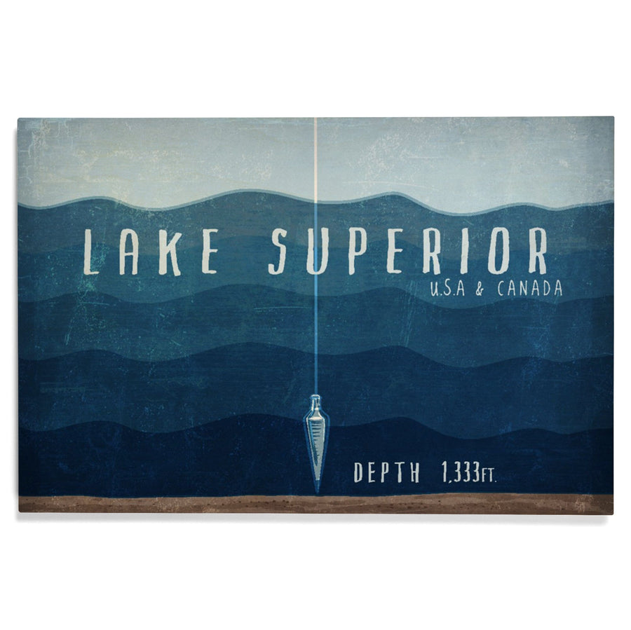 Lake Superior, Wisconsin, Lake Essentials, Lake Depth, Lantern Press Artwork, Wood Signs and Postcards Wood Lantern Press 