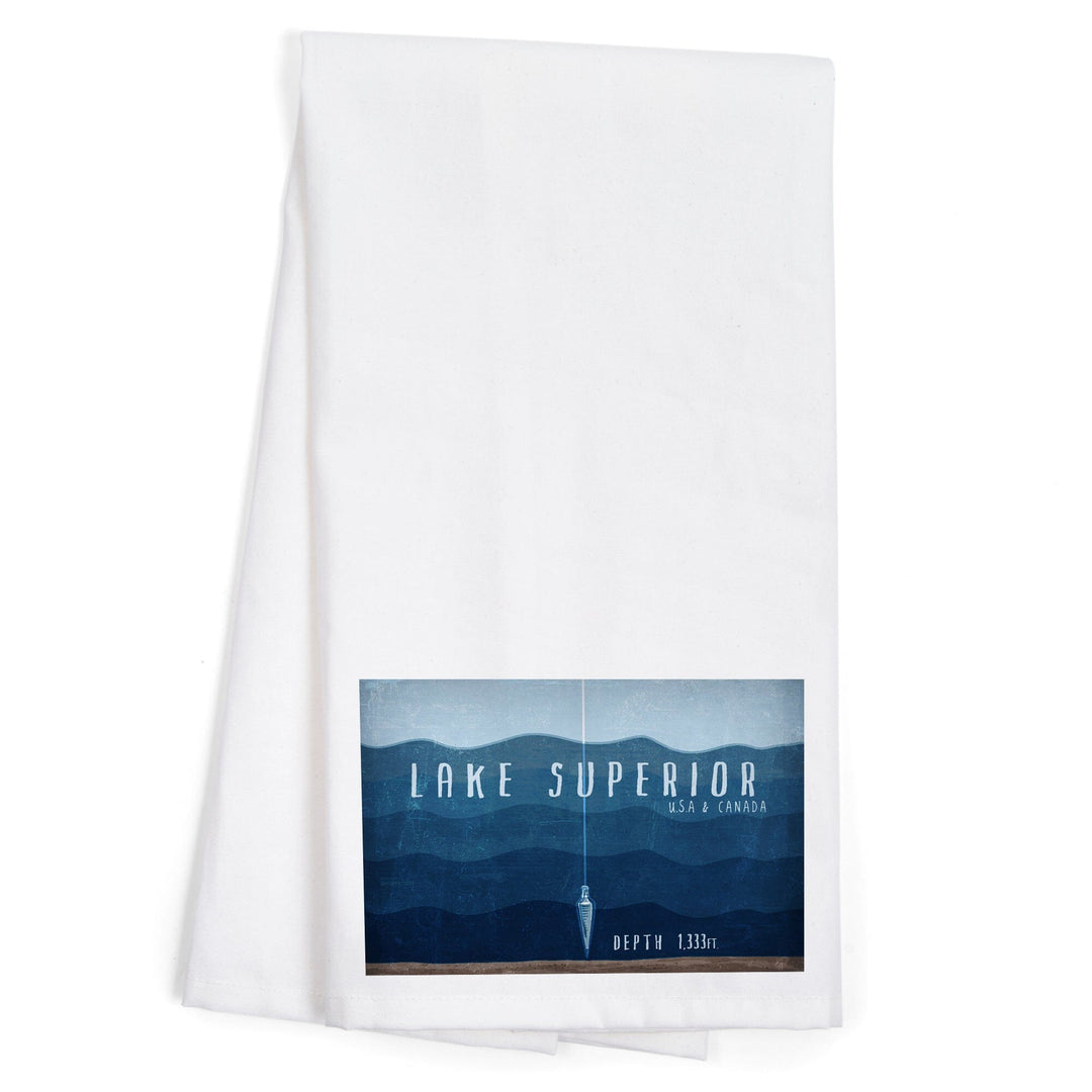 Lake Superior, Wisconsin, Lake Essentials, Lake Depth, Organic Cotton Kitchen Tea Towels Kitchen Lantern Press 