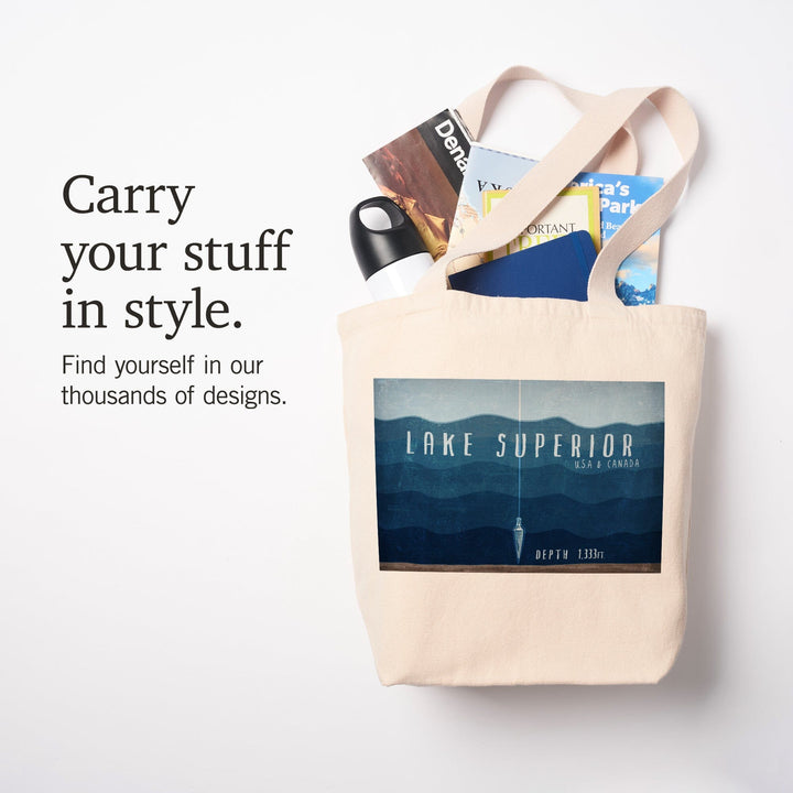 Lake Superior, Wisconsin, Lake Essentials, Lake Depth, Tote Bag Totes Lantern Press 