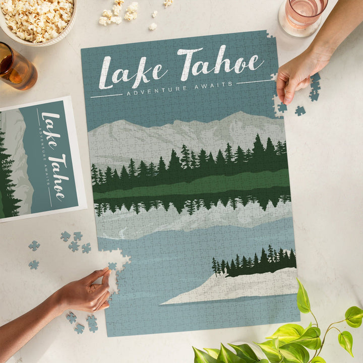 Lake Tahoe, Adventure Awaits, Jigsaw Puzzle Puzzle Lantern Press 