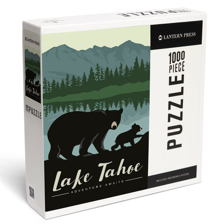 Lake Tahoe, Black Bear and Cub, Jigsaw Puzzle Puzzle Lantern Press 
