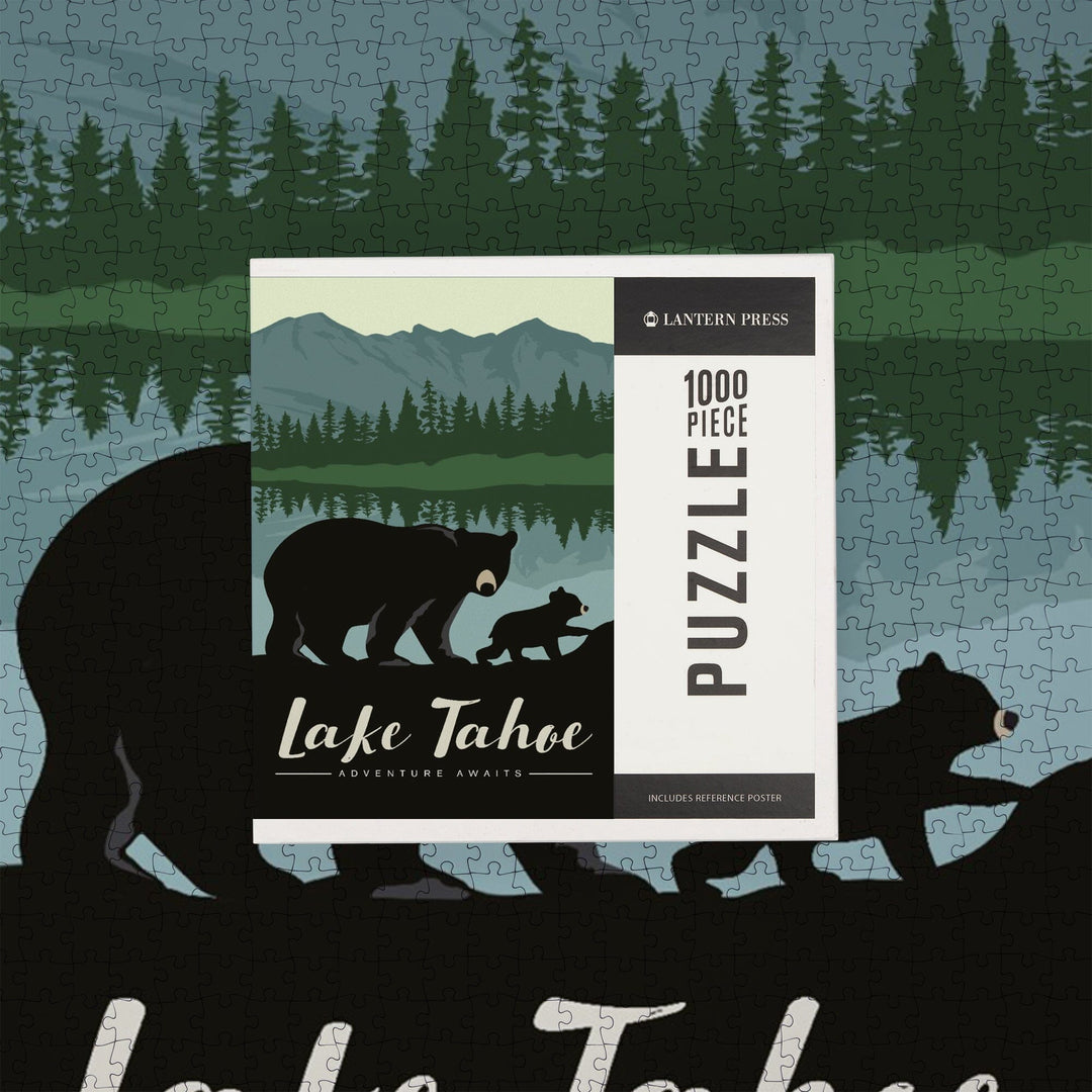 Lake Tahoe, Black Bear and Cub, Jigsaw Puzzle Puzzle Lantern Press 