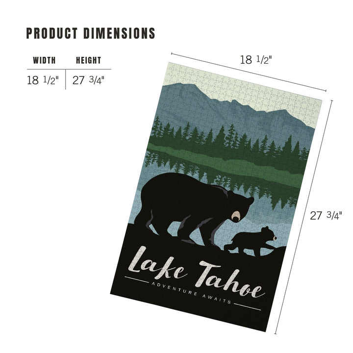 Lake Tahoe, Black Bear and Cub, Jigsaw Puzzle Puzzle Lantern Press 