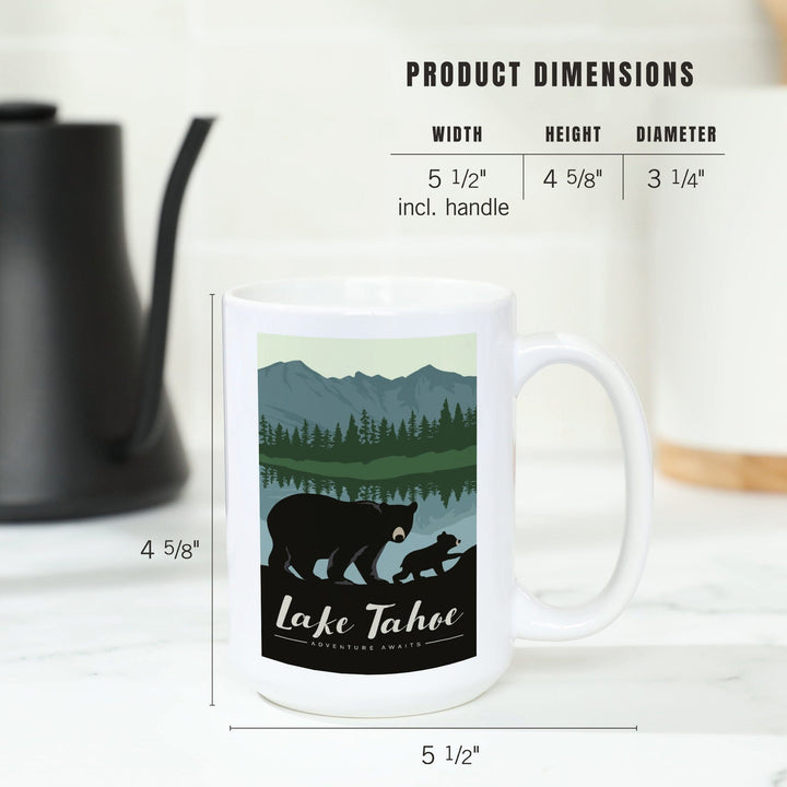 Lake Tahoe, Black Bear & Cub, Lantern Press Artwork, Ceramic Mug Mugs Lantern Press 