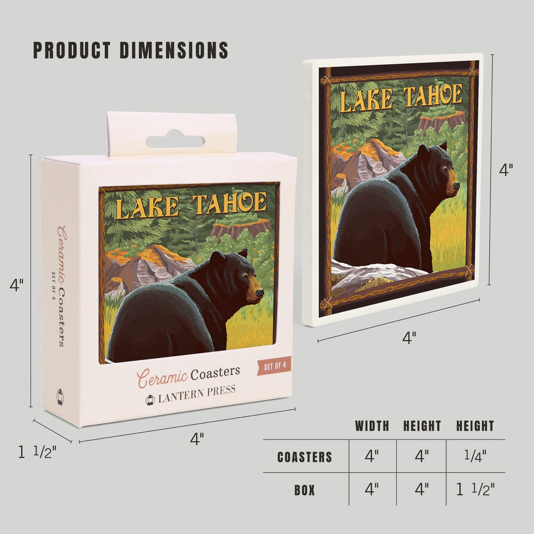 Lake Tahoe, California, Bear in Forest, Coasters Coasters Lantern Press 