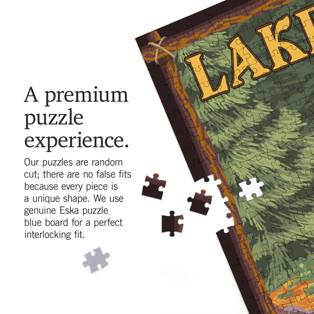 Lake Tahoe, California, Bear in Forest, Jigsaw Puzzle Puzzle Lantern Press 