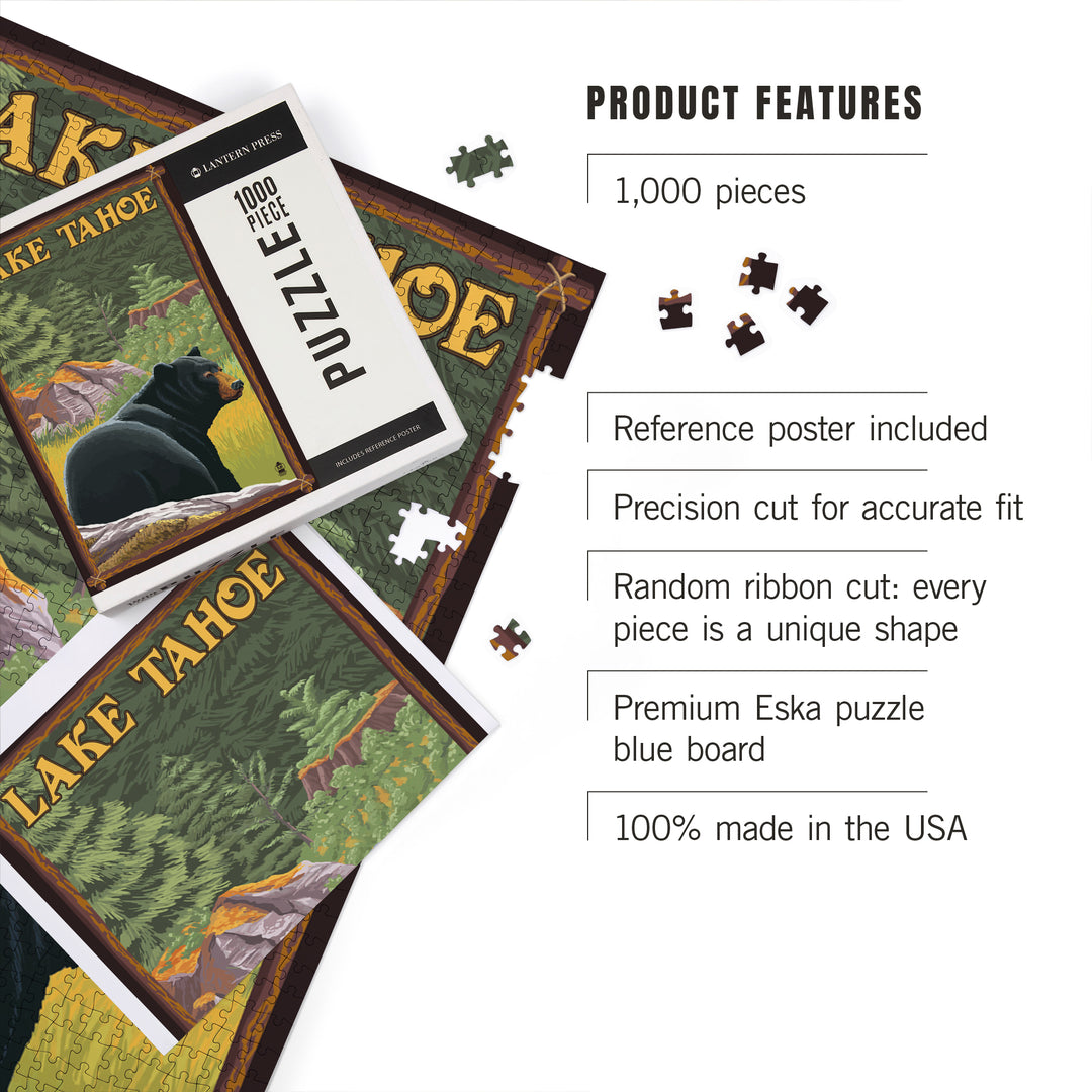 Lake Tahoe, California, Bear in Forest, Jigsaw Puzzle Puzzle Lantern Press 