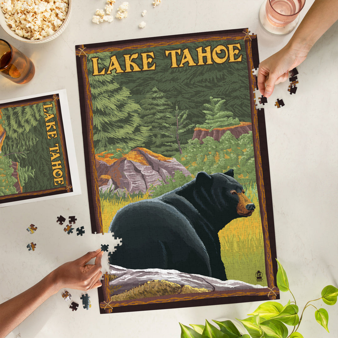 Lake Tahoe, California, Bear in Forest, Jigsaw Puzzle Puzzle Lantern Press 
