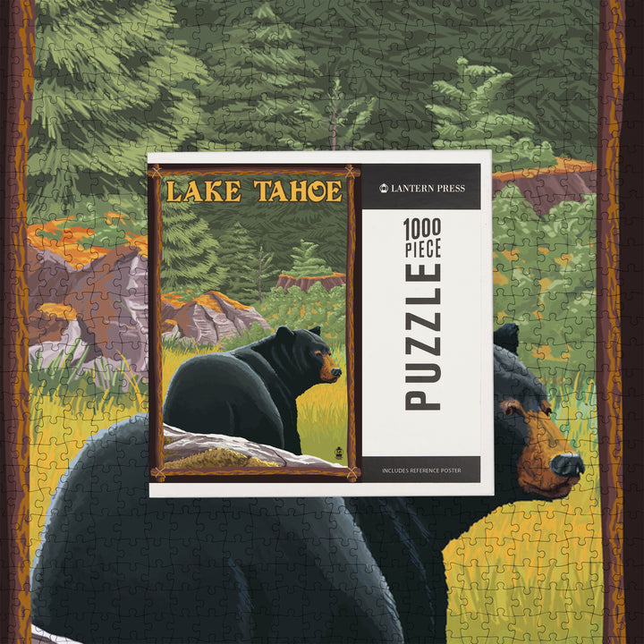 Lake Tahoe, California, Bear in Forest, Jigsaw Puzzle Puzzle Lantern Press 