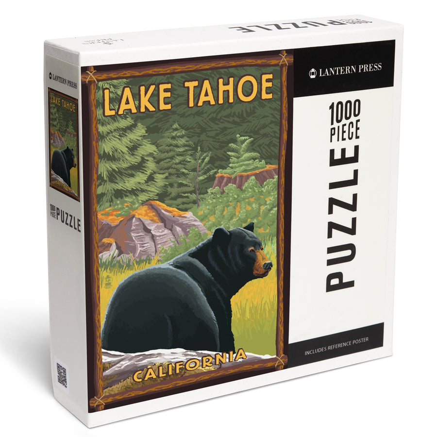 Lake Tahoe, California, Black Bear in Forest, Jigsaw Puzzle Puzzle Lantern Press 