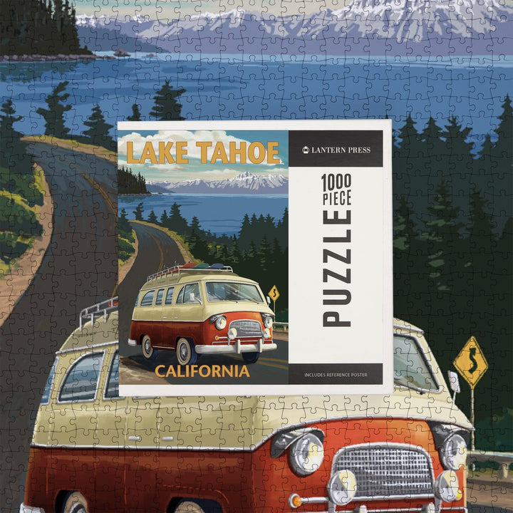 Lake Tahoe, California, Camper Van, Jigsaw Puzzle Puzzle Lantern Press 