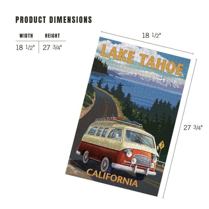 Lake Tahoe, California, Camper Van, Jigsaw Puzzle Puzzle Lantern Press 