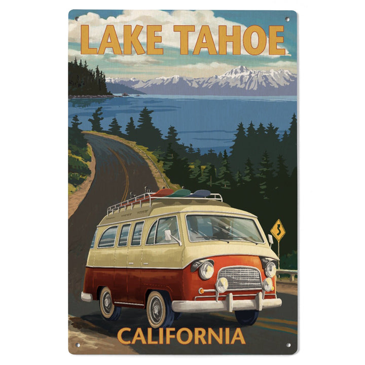 Lake Tahoe, California, Camper Van, Lantern Press Artwork, Wood Signs and Postcards Wood Lantern Press 