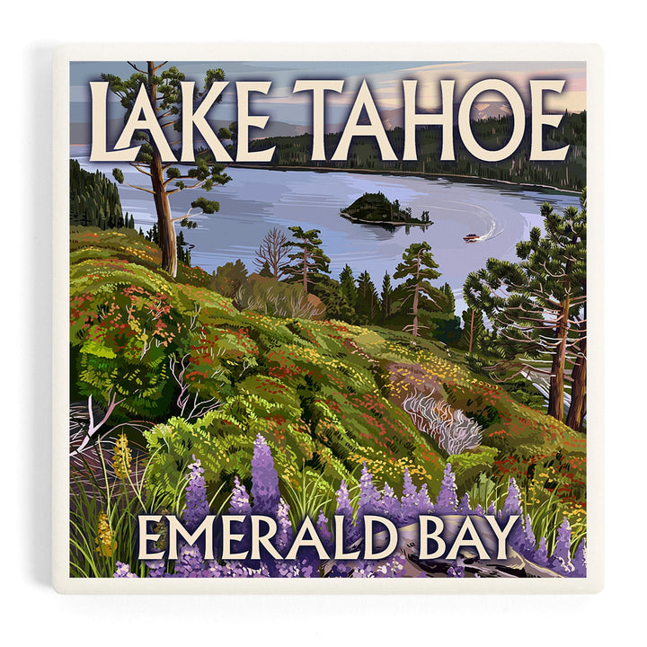 Lake Tahoe, California, Emerald Bay, Coasters Coasters Lantern Press Coaster 