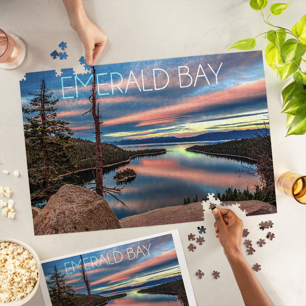 Lake Tahoe, California, Emerald Bay, Lake and Mirrored Sky, Jigsaw Puzzle Puzzle Lantern Press 