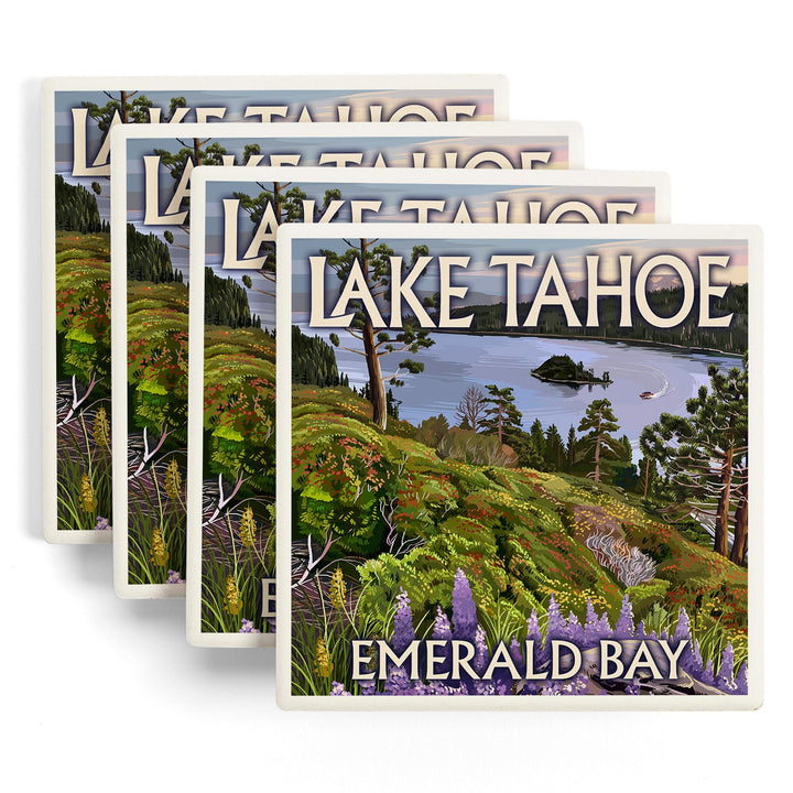 Lake Tahoe, California, Emerald Bay, Lantern Press Artwork, Coaster Set - Lantern Press