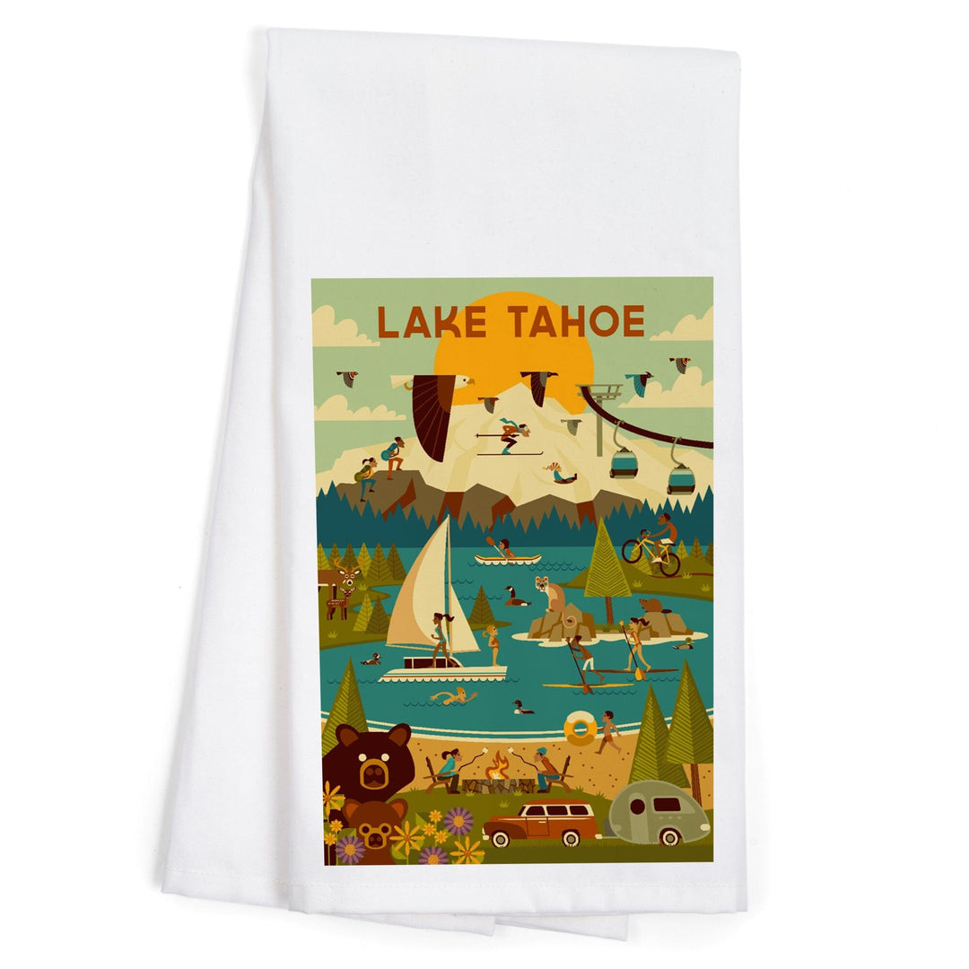 Lake Tahoe, California, Geometric, Organic Cotton Kitchen Tea Towels Kitchen Lantern Press 