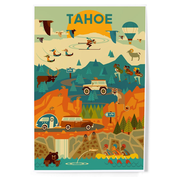 Lake Tahoe, California, Geometric, Tahoe, Art & Giclee Prints Art Lantern Press 12 x 18 Art Print 