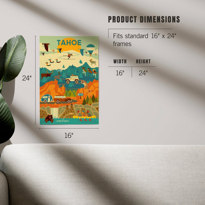 Lake Tahoe, California, Geometric, Tahoe, Art & Giclee Prints Art Lantern Press 
