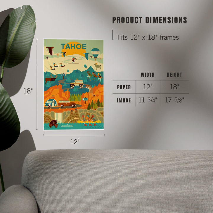 Lake Tahoe, California, Geometric, Tahoe, Art & Giclee Prints Art Lantern Press 