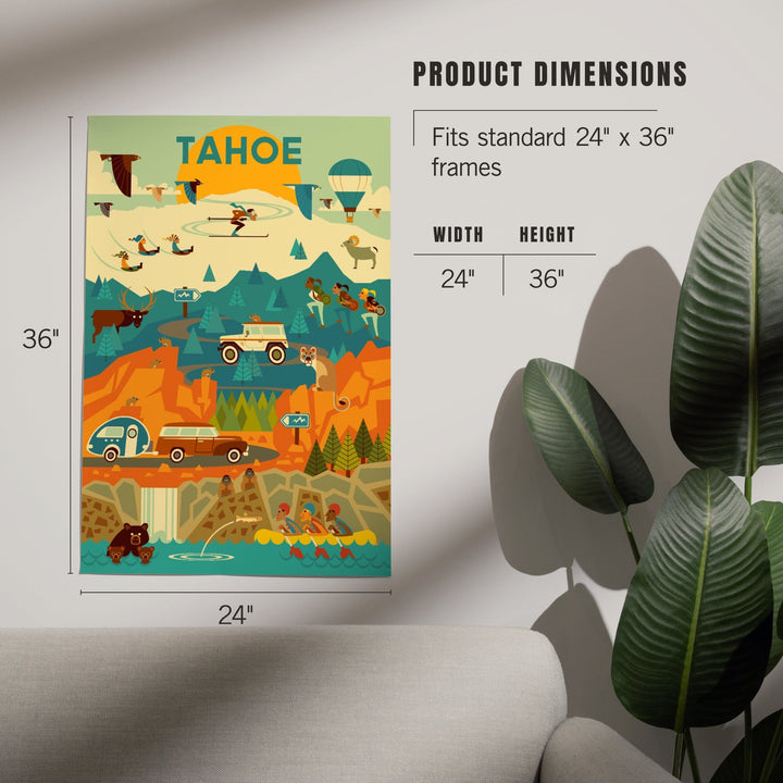 Lake Tahoe, California, Geometric, Tahoe, Art & Giclee Prints Art Lantern Press 