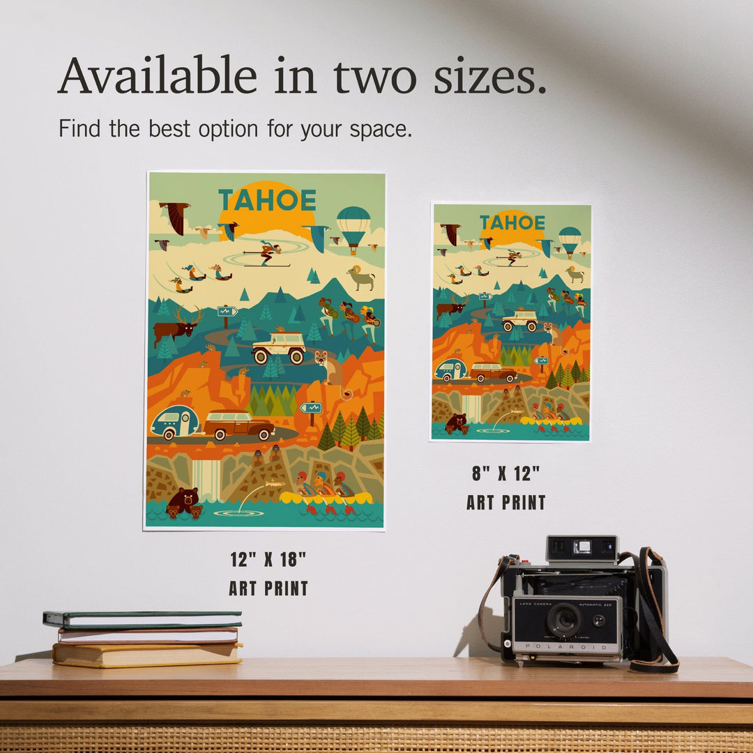 Lake Tahoe, California, Geometric, Tahoe, Art & Giclee Prints Art Lantern Press 