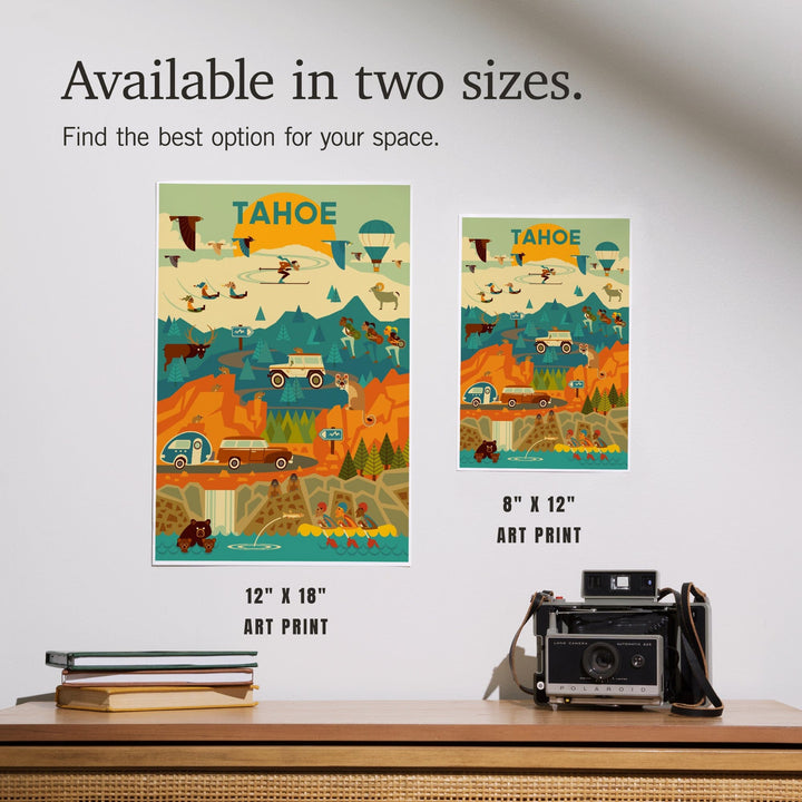 Lake Tahoe, California, Geometric, Tahoe, Art & Giclee Prints Art Lantern Press 