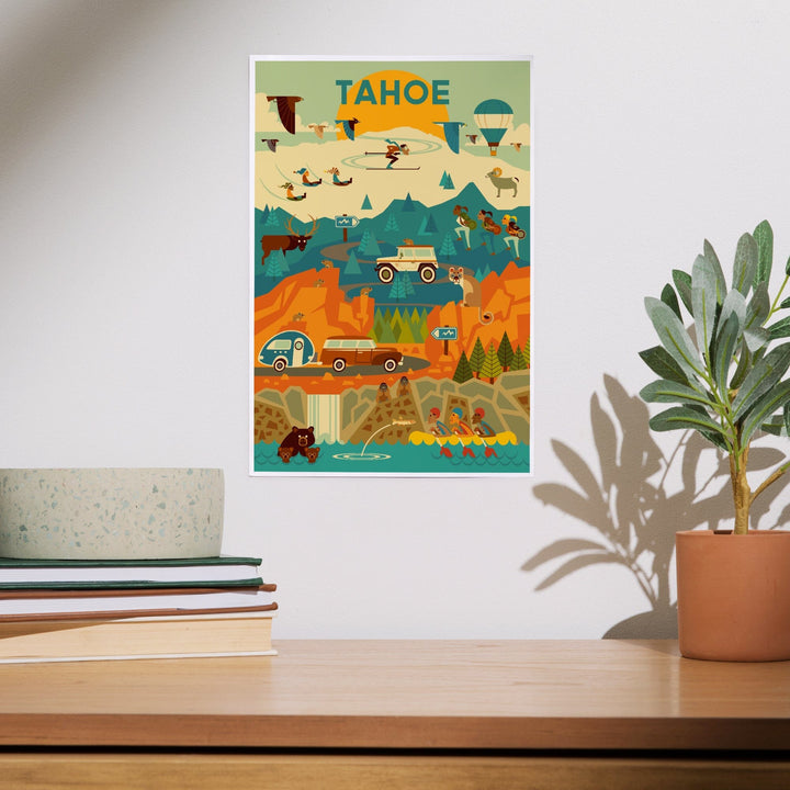 Lake Tahoe, California, Geometric, Tahoe, Art & Giclee Prints Art Lantern Press 