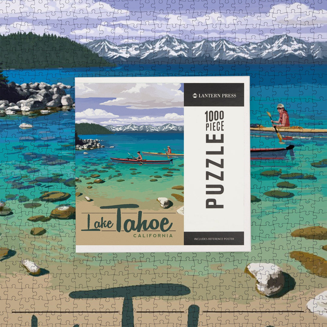 Lake Tahoe, California, Kayakers in Secret Cove, Jigsaw Puzzle Puzzle Lantern Press 