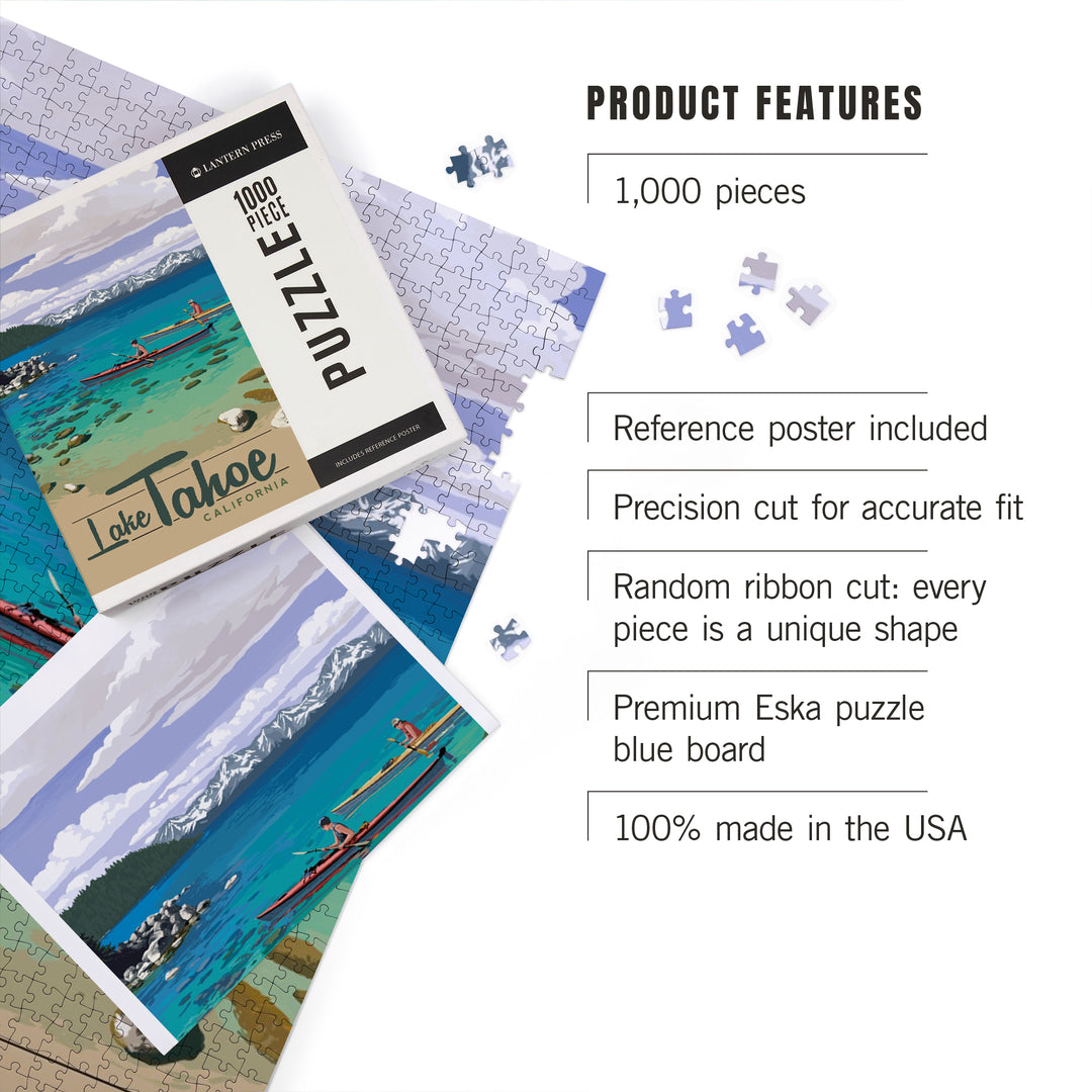 Lake Tahoe, California, Kayakers in Secret Cove, Jigsaw Puzzle Puzzle Lantern Press 