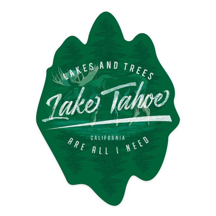 Lake Tahoe, California, Lakes and Trees, Contour, Vinyl Sticker Sticker Lantern Press 