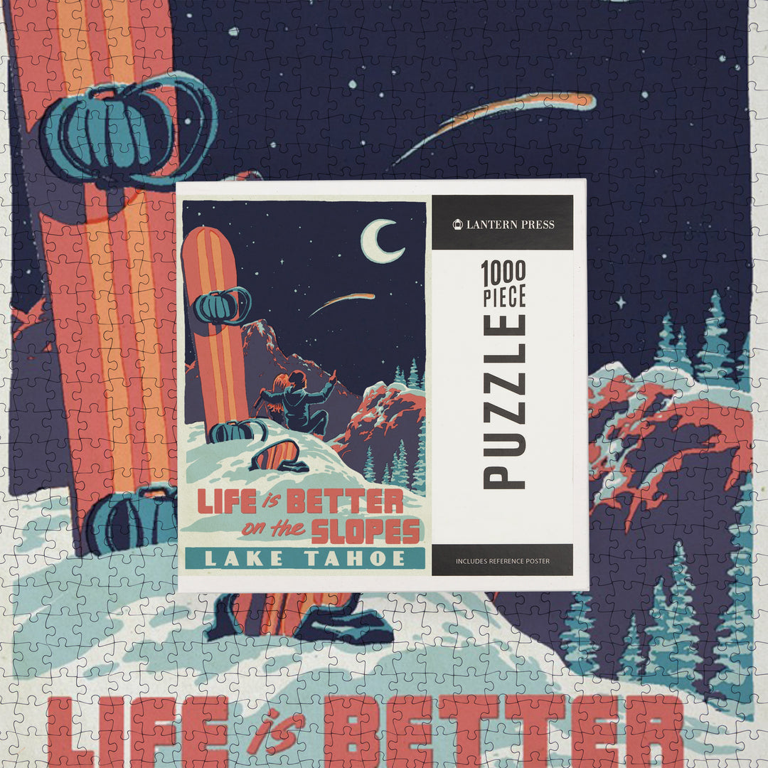 Lake Tahoe, California, Life is Better on the Slopes, Jigsaw Puzzle Puzzle Lantern Press 