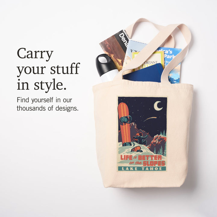 Lake Tahoe, California, Life is Better on the Slopes, Tote Bag Totes Lantern Press 