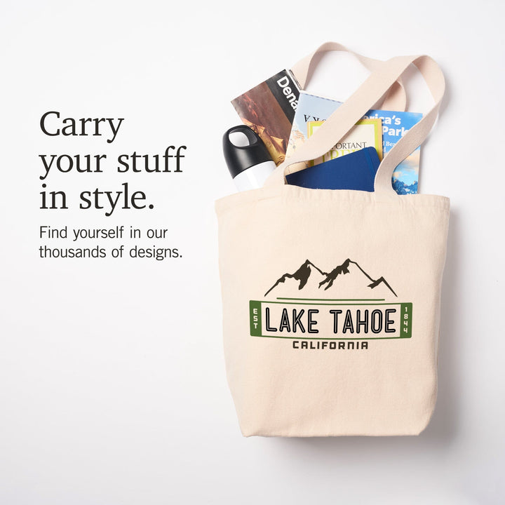 Lake Tahoe, California, Mountain, Contour, Vector, Lantern Press Artwork, Tote Bag Totes Lantern Press 