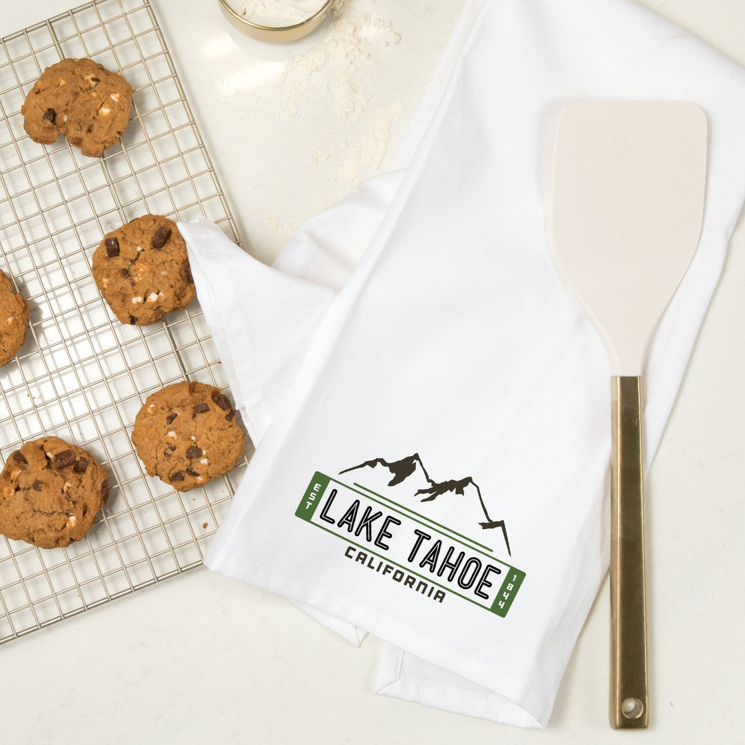 Lake Tahoe, California, Mountain, Contour, Vector, Organic Cotton Kitchen Tea Towels Kitchen Lantern Press 