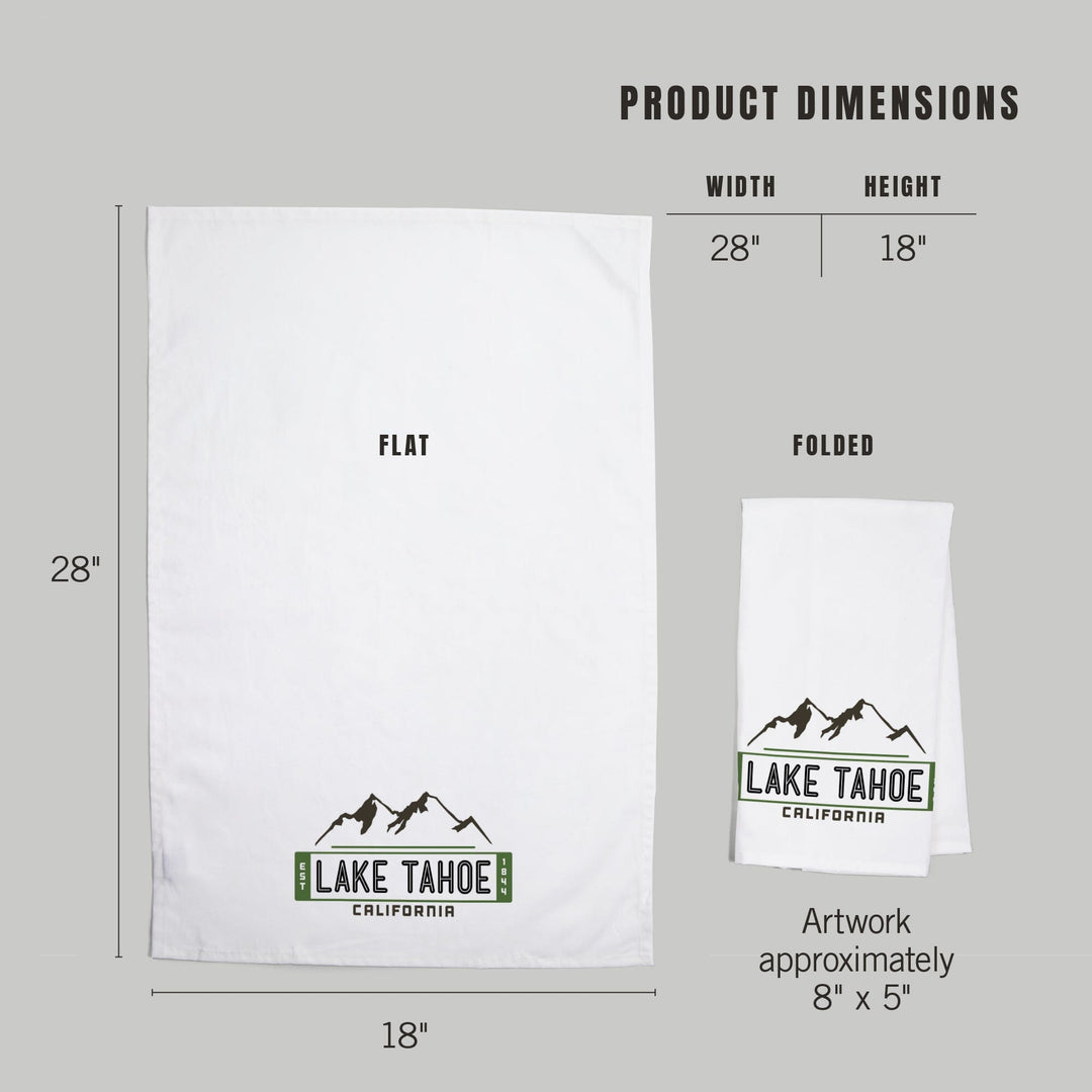 Lake Tahoe, California, Mountain, Contour, Vector, Organic Cotton Kitchen Tea Towels Kitchen Lantern Press 