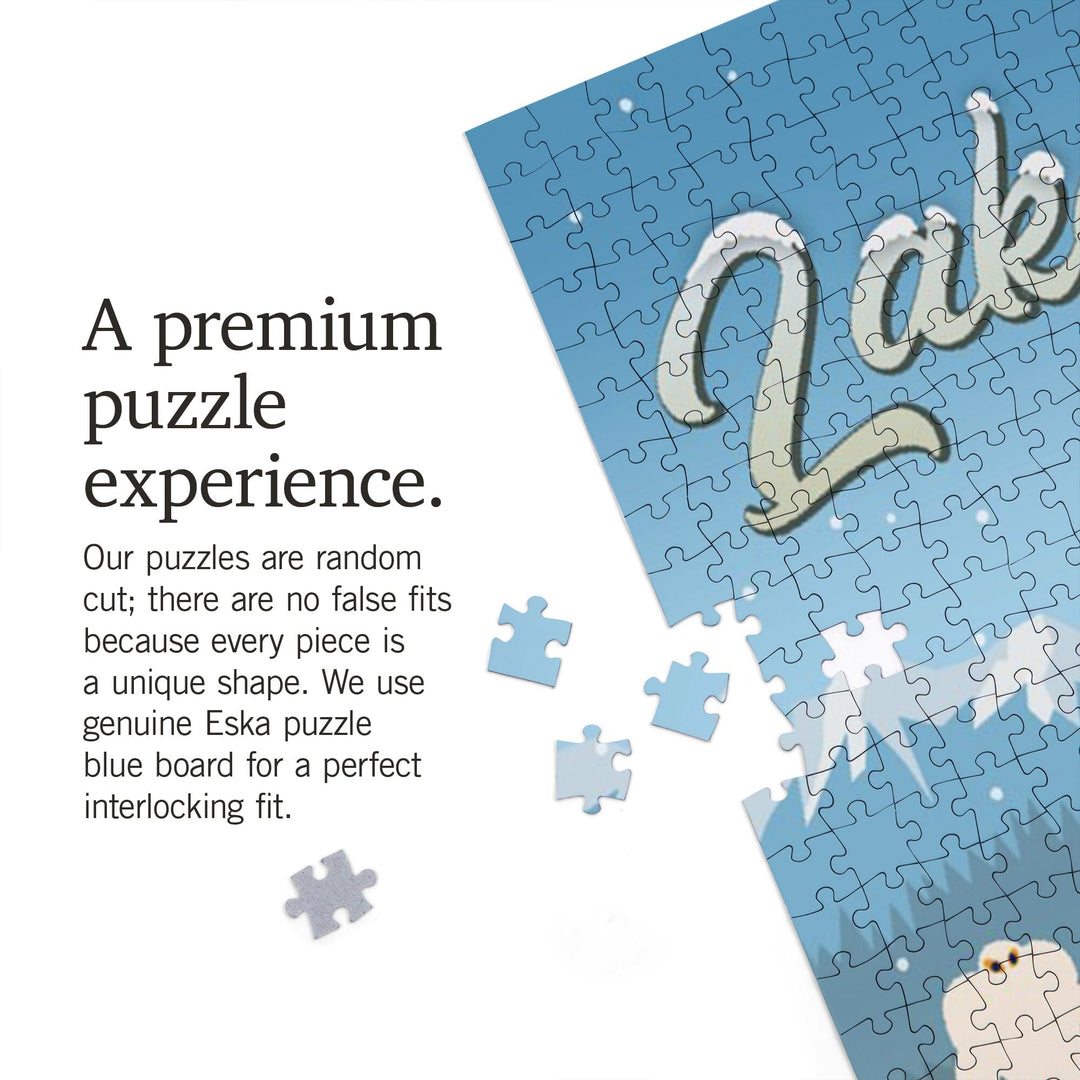 Lake Tahoe, California, Retro Ski Resort, Jigsaw Puzzle Puzzle Lantern Press 