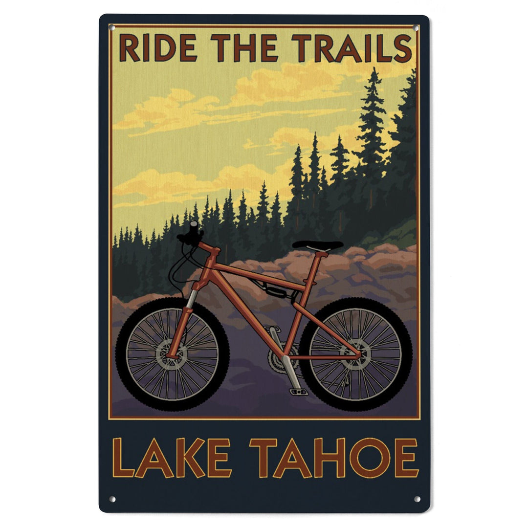 Lake Tahoe, California, Ride the Trails, Lantern Press Artwork, Wood Signs and Postcards Wood Lantern Press 