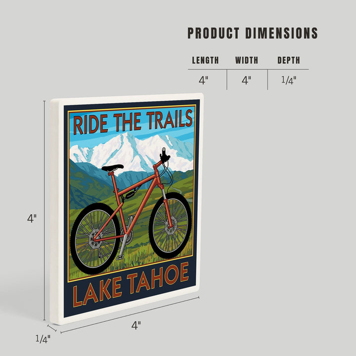 Lake Tahoe, California, Ride the Trails, Mountain Bike, Coasters Coasters Lantern Press 