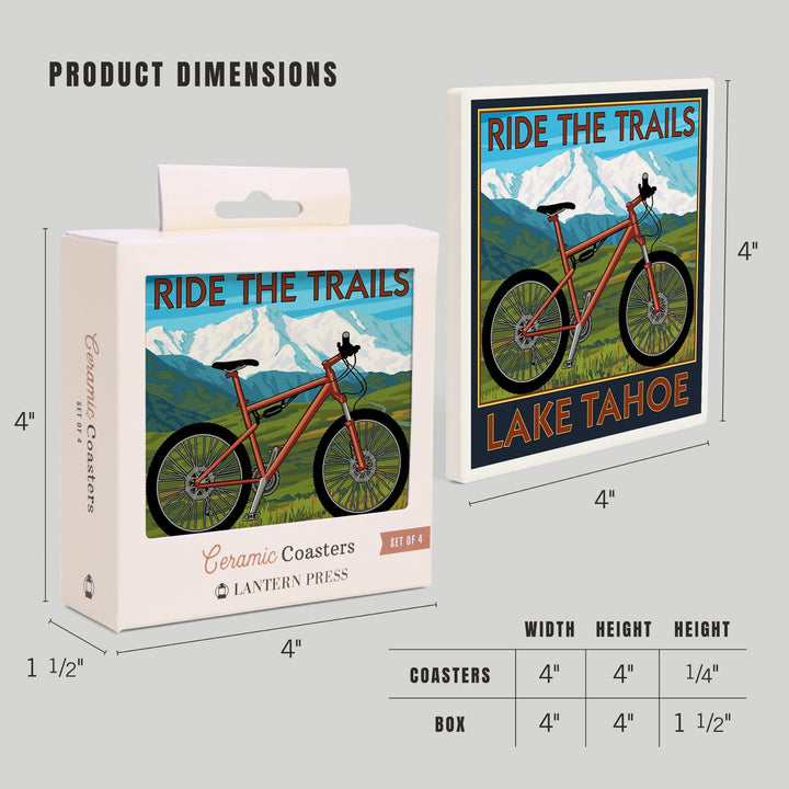 Lake Tahoe, California, Ride the Trails, Mountain Bike, Coasters Coasters Lantern Press 