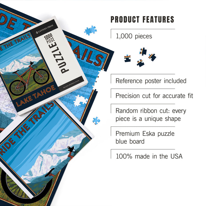 Lake Tahoe, California, Ride the Trails, Mountain Bike, Jigsaw Puzzle Puzzle Lantern Press 